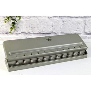 🚨Vintage Levenger Circa Universal 11 Hole Desk Paper Punch W/ Adjustable Slide